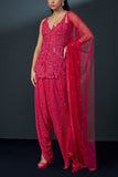 Ritika Mirchandani Fuchsia floral cutwork kurta set Online Shopping