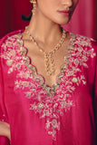 Mrunalini Rao Fuschia pink floral embroidered kurta set Online Shopping