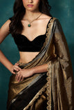 Sawan Gandhi Gold and silver tissue sari set Online Shopping