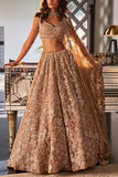 Kalighata Gold floral embroidered lehenga set Online Shopping