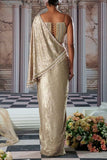 Nidhika Shekhar Golden embroidered pre-draped sari set Online Shopping