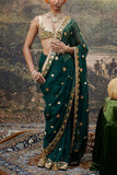 Itrh Green and golden mirror work sari set Online Shopping