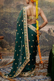 Itrh Green and golden mirror work sari set Online Shopping