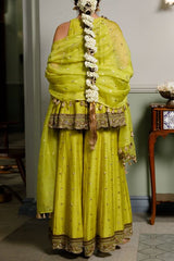 Payal Singhal Green floral embroidered mukaish sharara set Online Shopping