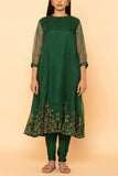 Taar Green lotus embroidered kurta set Online Shopping