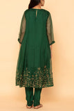 Taar Green lotus embroidered kurta set Online Shopping