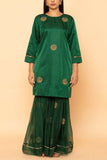 Taar Green peacock embroidered gharara set Online Shopping