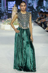 Payal Singhal Green velvet sharara set Online Shopping