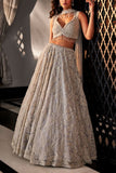 Kalighata Grey leaf embroidered lehenga set Online Shopping