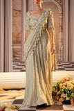 Nidhika Shekhar Grey sequin embellished pre-draped sari set Online Shopping