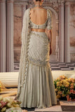 Nidhika Shekhar Grey sequin embellished pre-draped sari set Online Shopping