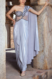 Kamaali Couture Grey shimmery conceptual sari gown Online Shopping