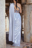 Kamaali Couture Grey shimmery conceptual sari gown Online Shopping