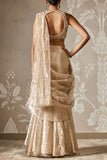 Ridhi Mehra Gunmetal plain tissue pre-draped sari set Online Shopping