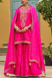 Niti Bothra Hot pink floral embroidery sharara set Online Shopping