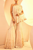 Aneesh Agarwaal Ivory 3D floral embroidery sharara set Online Shopping