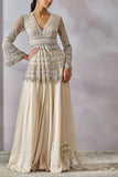 Tarun Tahiliani Ivory embellished peplum and sharara set Online Shopping