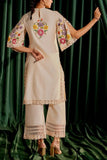 Chandrima Ivory floral embroidered kurta set Online Shopping