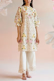 Chandrima Ivory floral embroidery kurta set Online Shopping