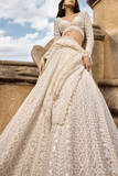 Seema Gujral Ivory floral pearl embroidery lehenga set Online Shopping