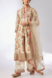 Gopi Vaid Ivory floral printed embroidered kurta set Online Shopping