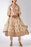 Gopi Vaid Ivory floral printed tiered kurta set Online Shopping