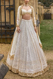 Seema Gujral Ivory geometric sequin embroidery lehenga set Online Shopping