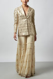 Gopi Vaid Ivory mirror embellished blazer and sharara Online Shopping