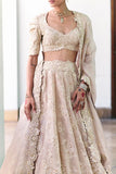 Mrunalini Rao Ivory paisley and floral embroidery lehenga set Online Shopping