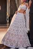 Kalighata Ivory scallop embroidery lehenga set Online Shopping