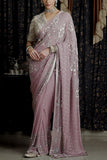 Saksham and Neharicka Lavender embroidered sari set Online Shopping