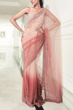 Rohit Gandhi + Rahul Khanna Light pink sequin embroidery ombre sari set Online Shopping