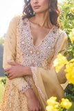 Dolly J Light yellow floral embroidery kurta sharara set Online Shopping