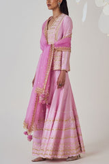 Madzin Lilac gota embroidered jacket and sharara set Online Shopping