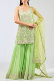 Rabani and Rakha Lime green floral embroidered kurta set Online Shopping