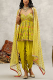 Kapda Dori Lime green mirror embroidery peplum kurta set Online Shopping