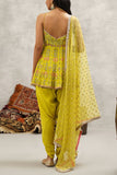 Kapda Dori Lime green mirror embroidery peplum kurta set Online Shopping