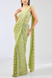 Rabani and Rakha Lime green pre-draped sari set Online Shopping