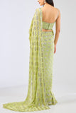 Rabani and Rakha Lime green pre-draped sari set Online Shopping