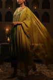 House of AAS Mehendi green embroidered overlap kurta set Online Shopping