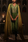 House of AAS Mehendi green embroidered overlap kurta set Online Shopping