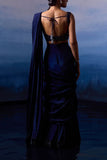 Angad Singh Midnight blue draped sari set Online Shopping