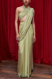 Itrh Mint crystal embellished pleated skirt sari set Online Shopping