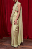 Itrh Mint crystal embellished pleated skirt sari set Online Shopping