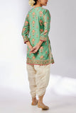 Gopi Vaid Mint floral print embroidered kurta set Online Shopping