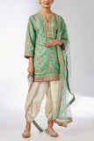 Gopi Vaid Mint floral print embroidered kurta set Online Shopping