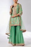 Gopi Vaid Mint floral print embroidered kurta sharara set Online Shopping