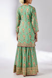 Gopi Vaid Mint floral print embroidered sharara set Online Shopping