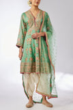 Gopi Vaid Mint floral printed embroidered kurta set Online Shopping