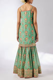 Gopi Vaid Mint floral printed kurta and sharara set Online Shopping